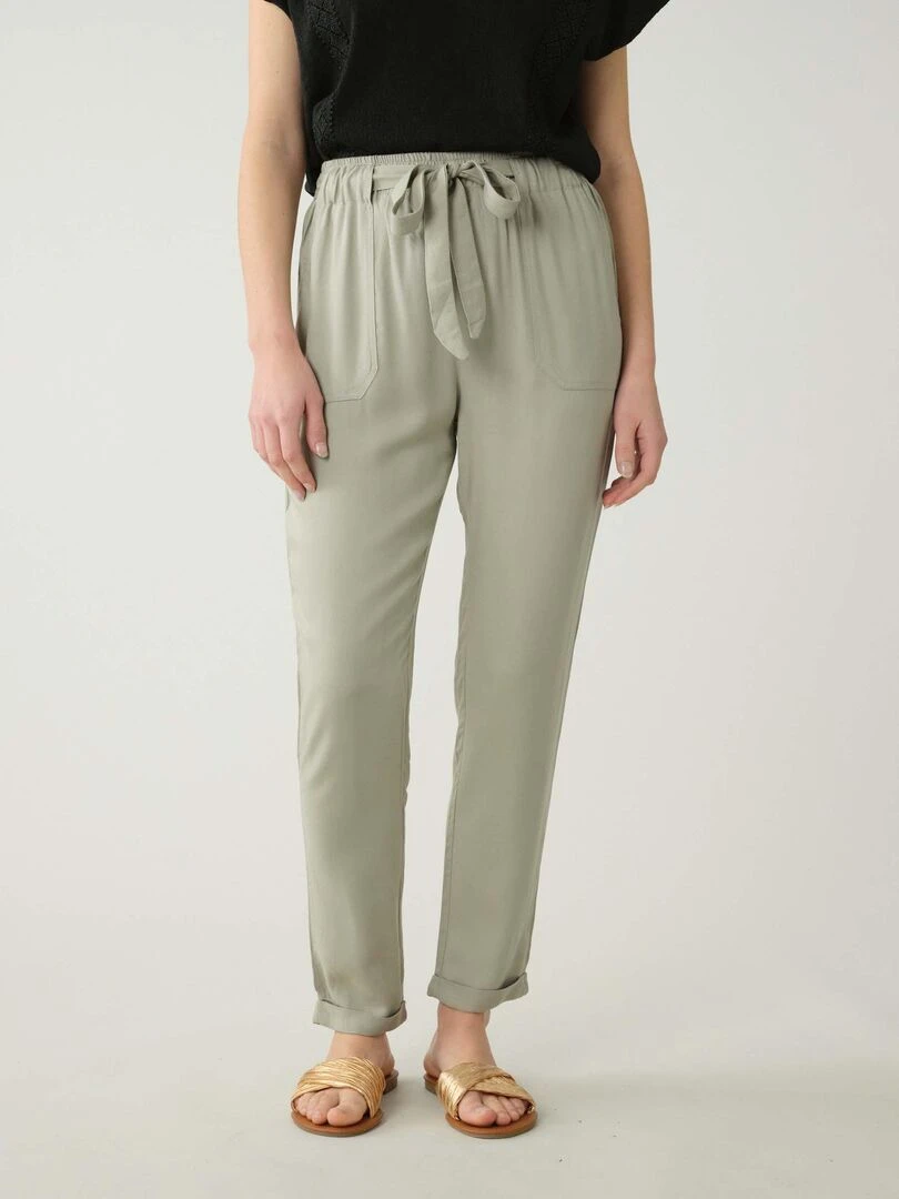 Pantalon fluide uni pour femme 'Deeluxe' Vert tilleul