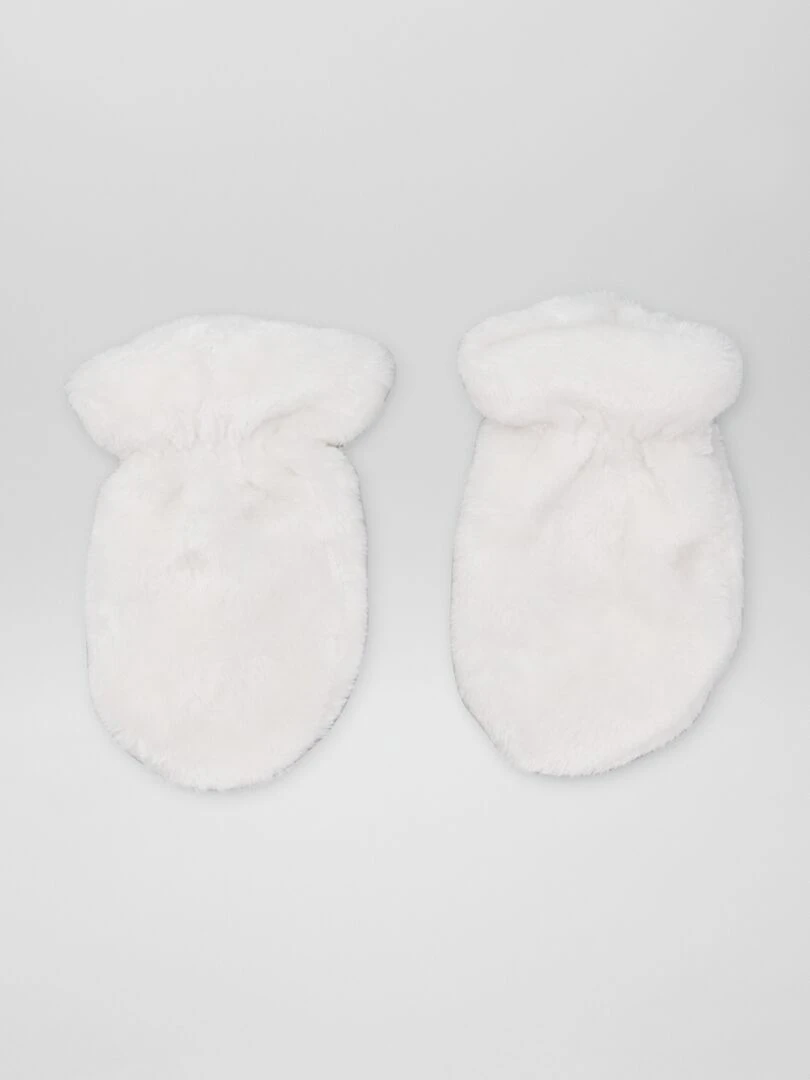 Ensemble bonnet + écharpe + moufles   Blanc