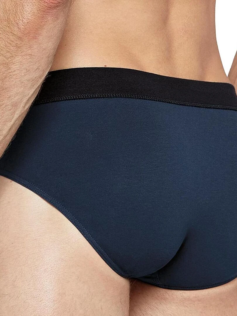 Pack 2 slips uni et imprimé en coton ceinture tubulaire Azurite   Vert