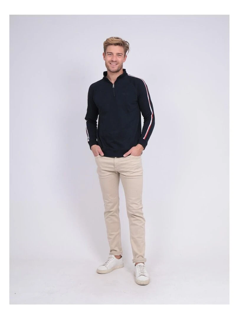 Sweat col montant zippé WOLOF   Bleu marine