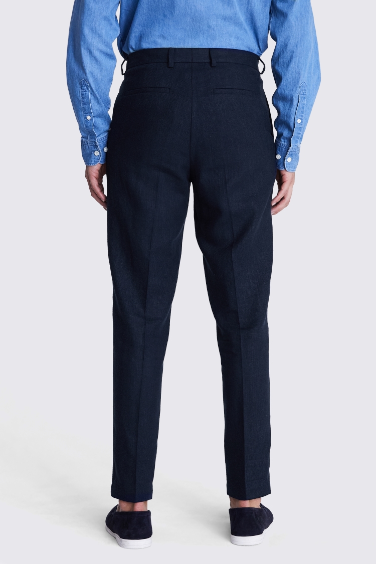 Tailored Fit Navy Herringbone Trousers Buy Online at Moss
