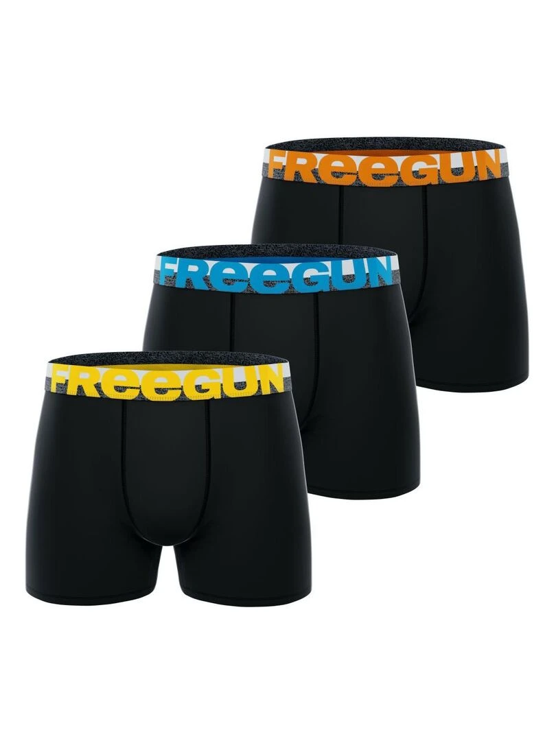 Lot de 3 boxers homme en coton Dynamique Freegun Noir