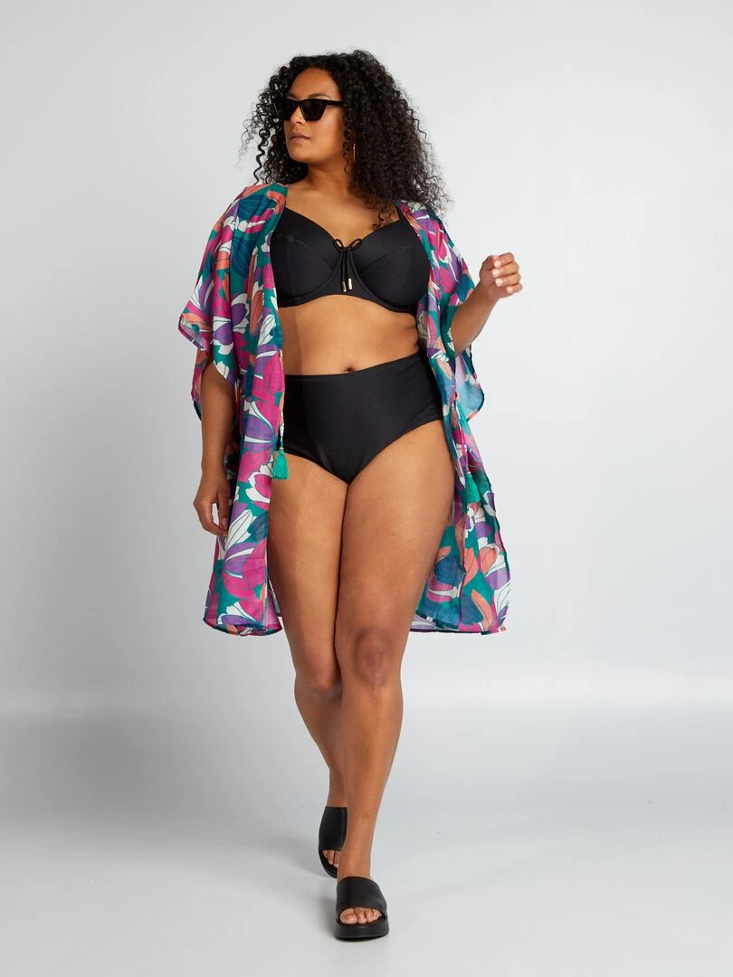 Culotte de bain matière plissée noir