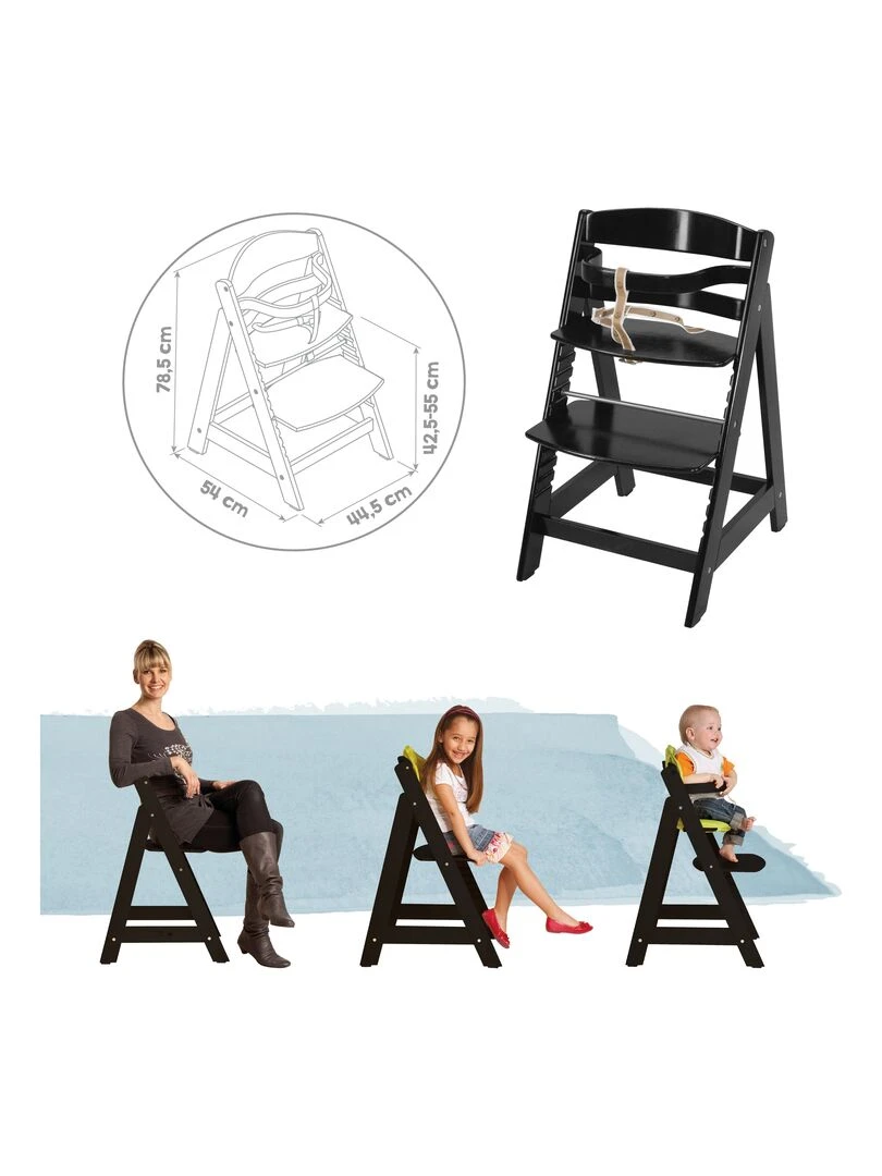 ROBA Chaise Haute Évolutive "Sit Up III"   En Bois Véritable   À Partir De 6 Mois   Noir