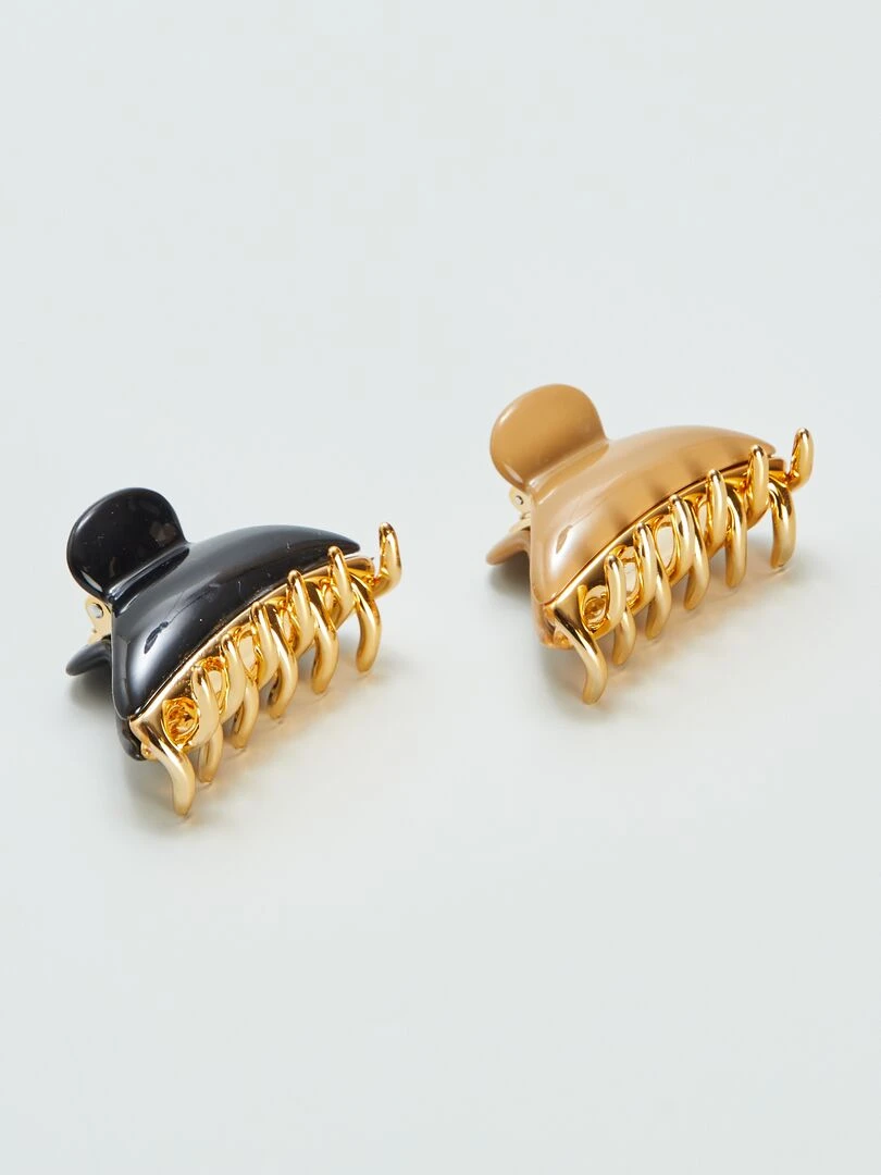 Lot de 2 pinces crabe dorées Noir