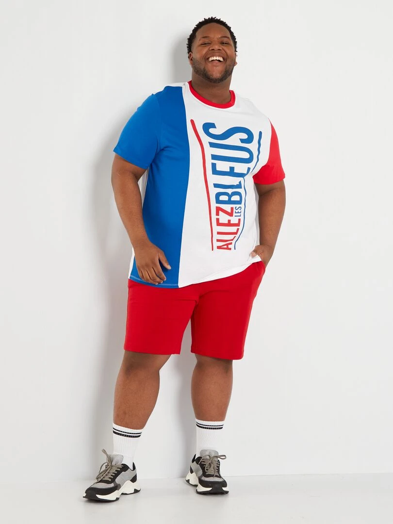T shirt en jersey color block Allez Les Bleus Blanc/bleu/rouge
