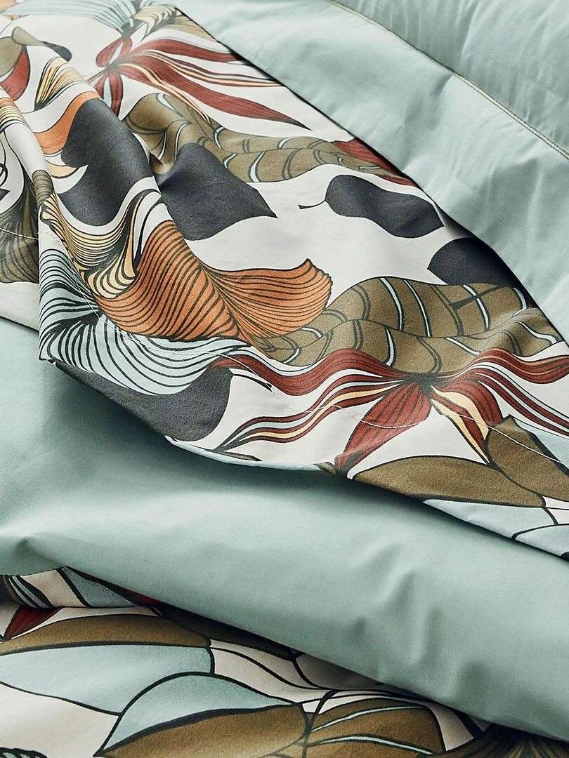 Parure de couette en percale de coton esprit nature Vert