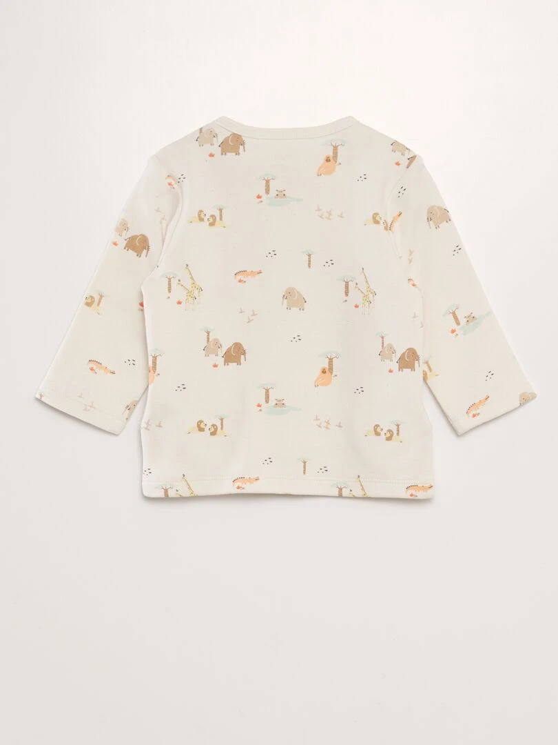 Ensemble pyjama t shirt + pantalon   2 pièces   Ecru