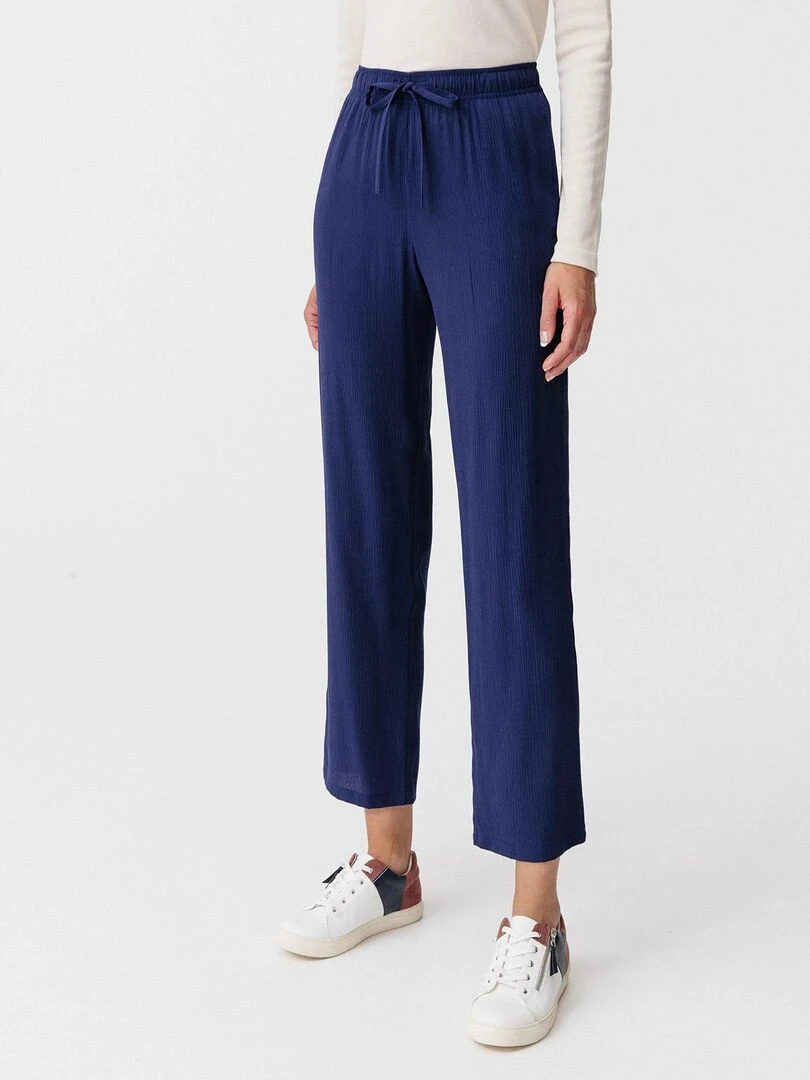Pantalon fluide crépon Damart Bleu marine