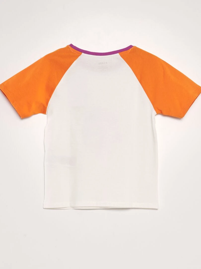 T shirt en coton à col rond   Blanc/orange