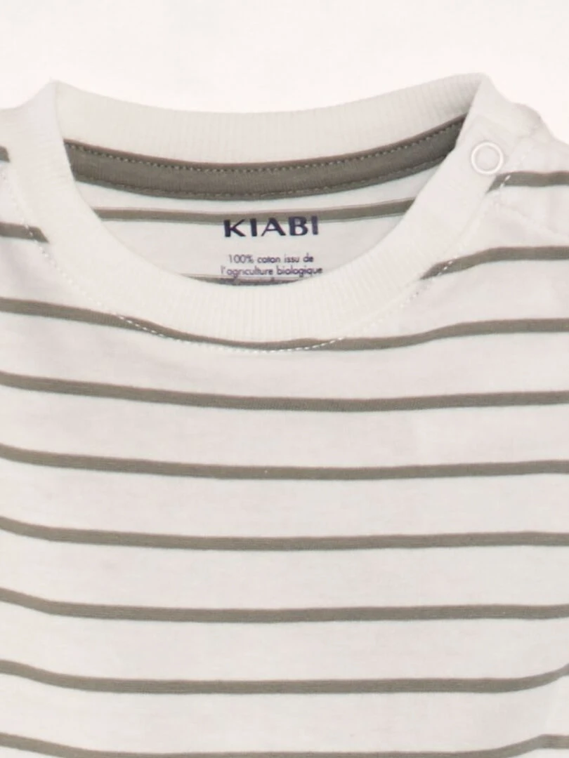 Ensemble salopette + short   2 pièces   Kaki/blanc