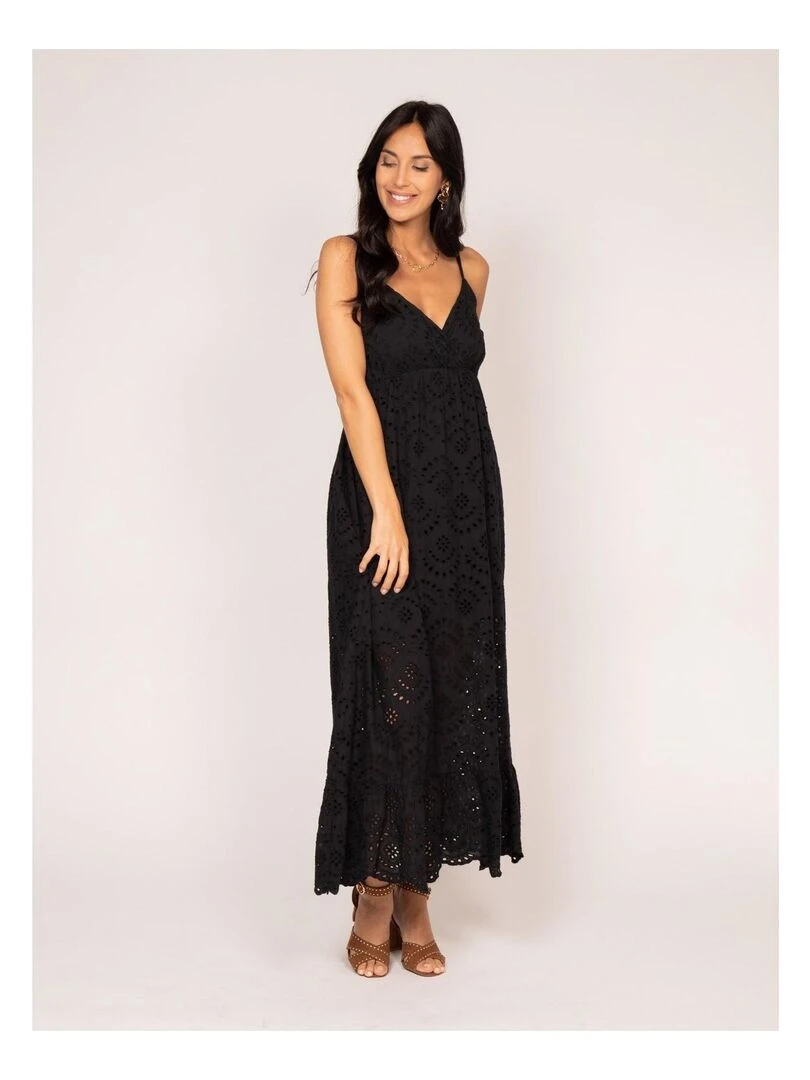 Robe longue broderie anglaise ISERE   Noir