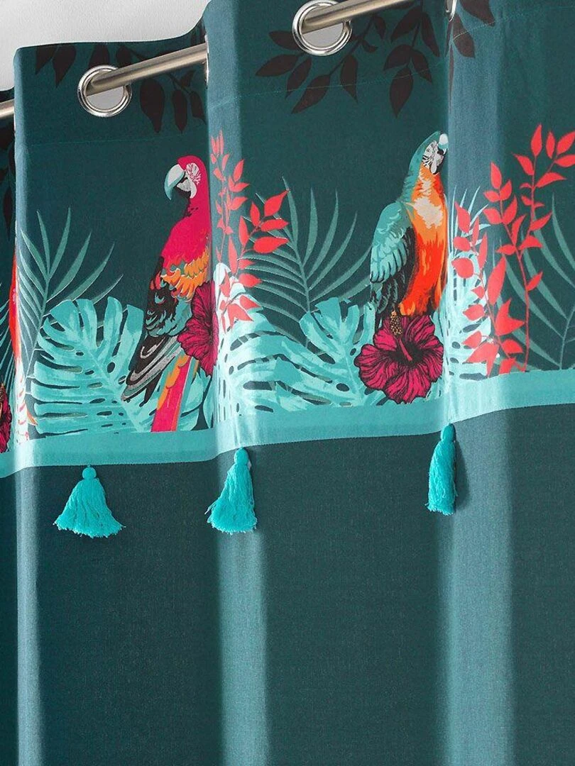 Rideau d'ameublement au parement exotique   Bleu