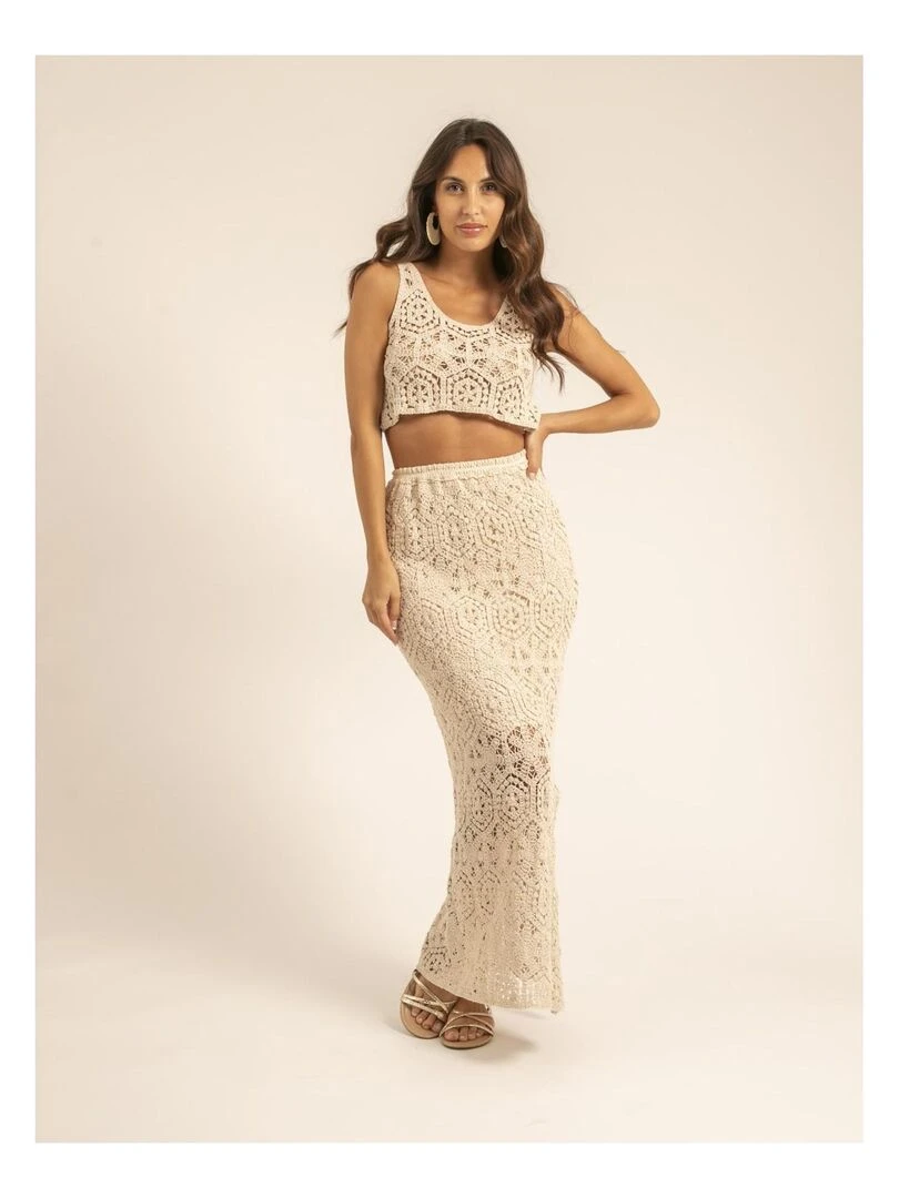 Jupe longue crochet XASSIE   Beige