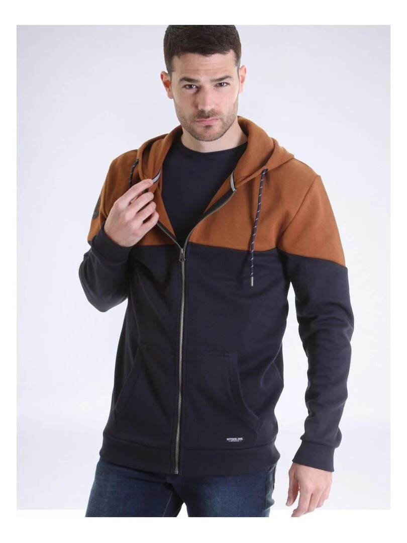 Sweat zippé capuche WICKER Marron