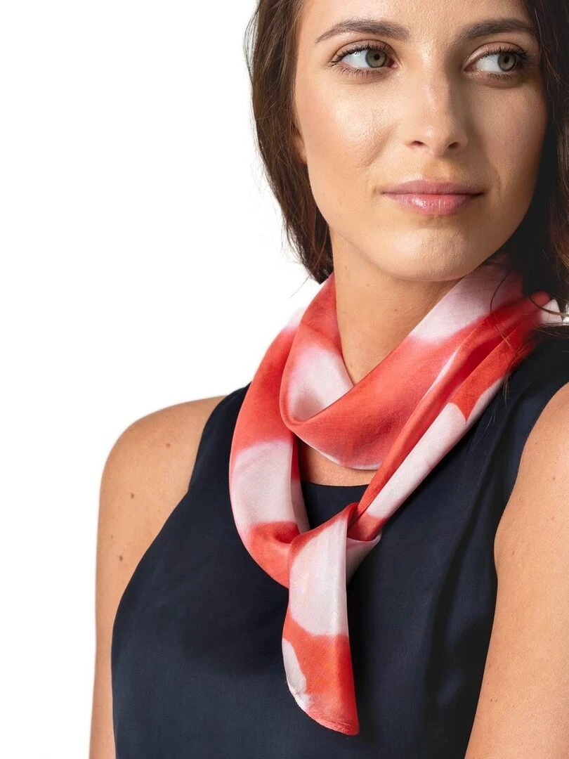 Carré de Soie Tie Dye Kinchi   Artisanat VietNam   Rouge