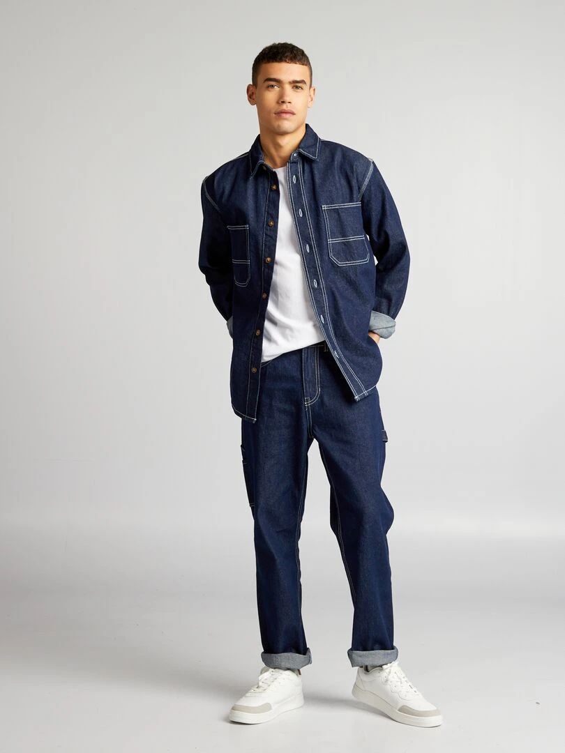 Pantalon denim style carpenter Bleu