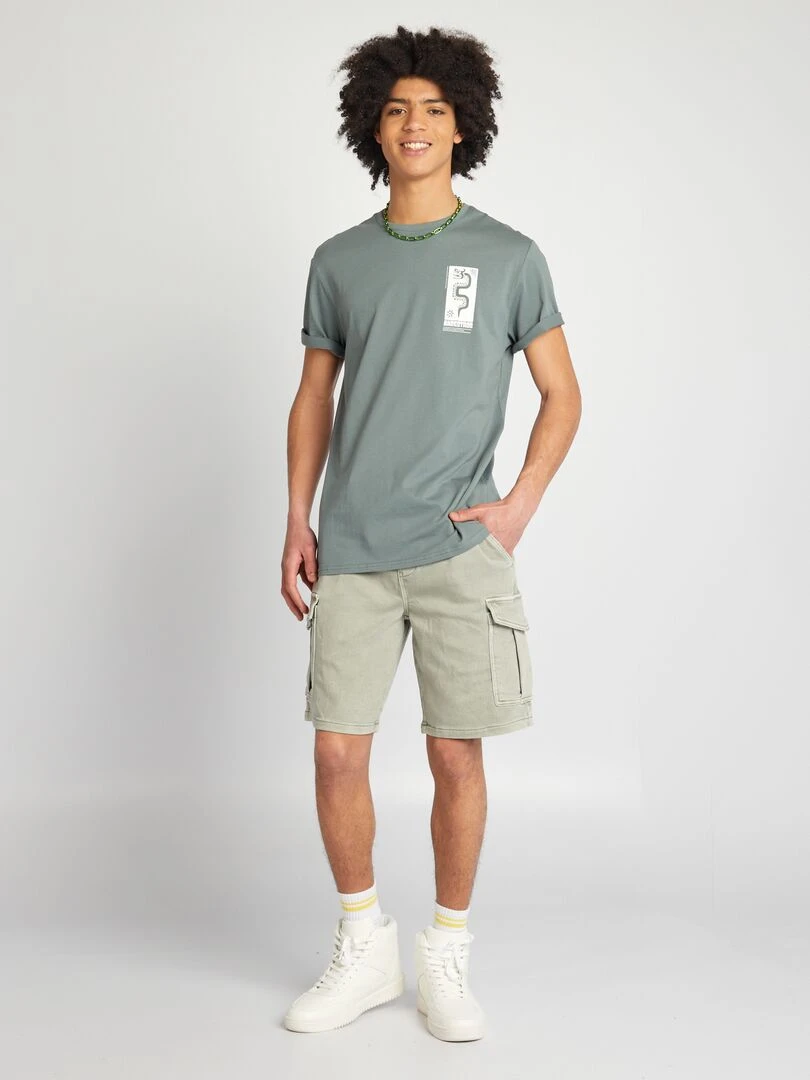 T shirt en jersey à col rond Vert