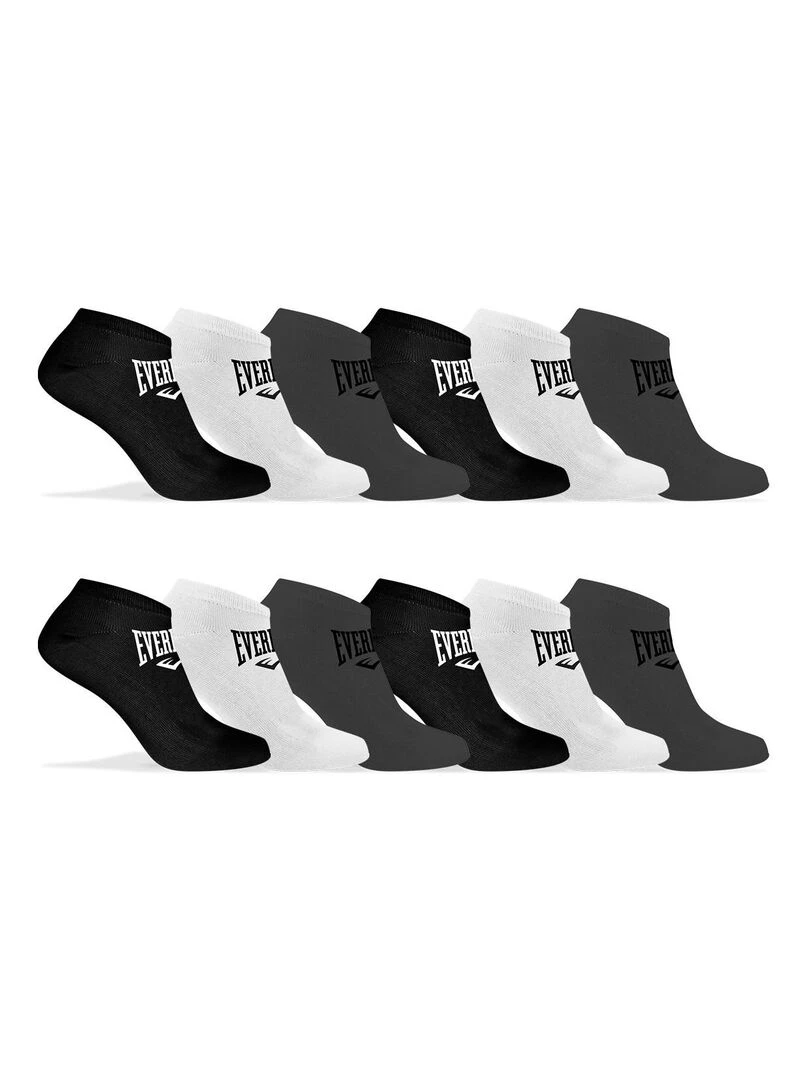 Lot de 12 Paires de Chaussettes Socquettes assorties Everlast Noir