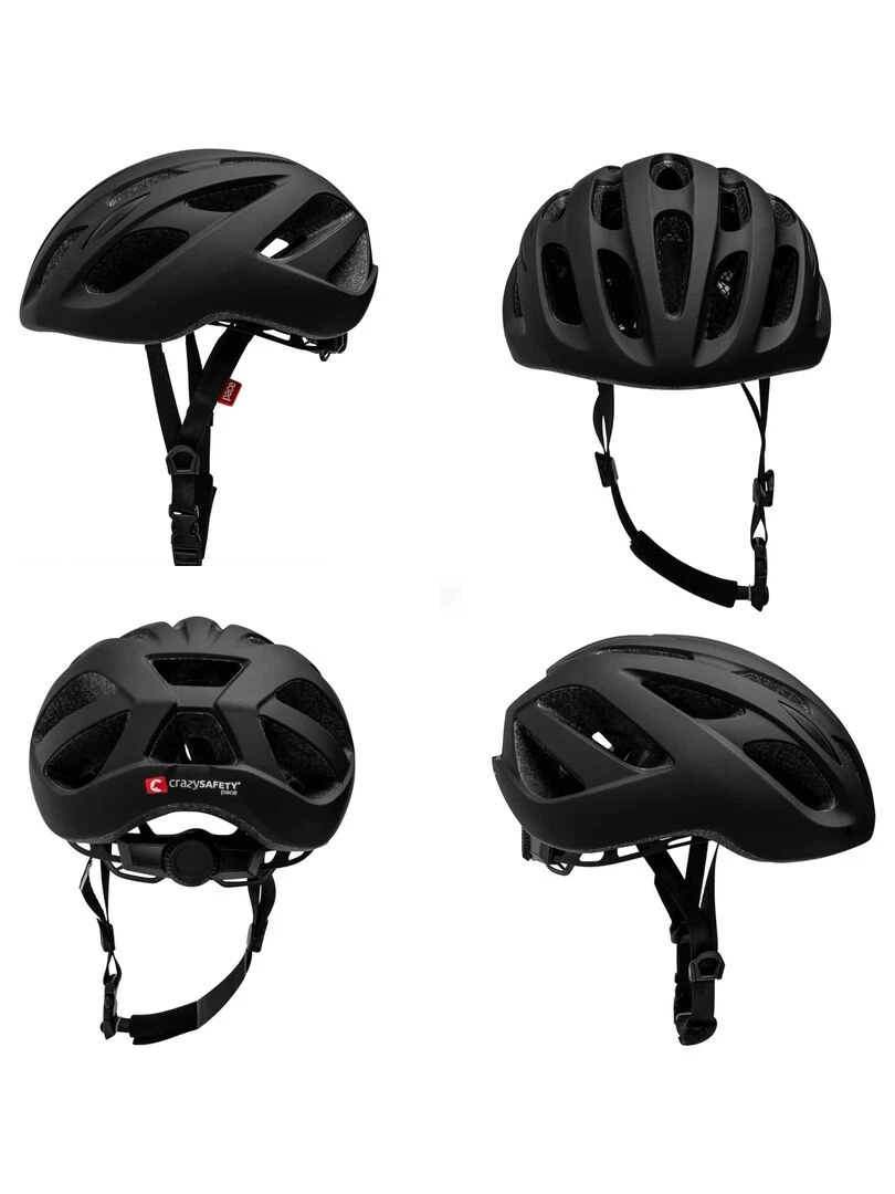 Casque de Vélo pour Adultes   Noir Mat 54 59cm   Crazy Safety   Certifié EN1078   Noir Noir