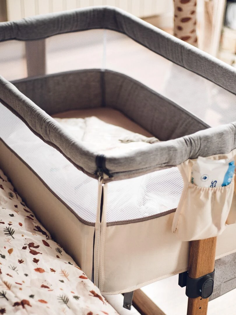 LIONELO Leonie Lit évolutif cododo avec matelas 0 9 kg Hauteur et inclinaison réglables Blanc Beige Gris