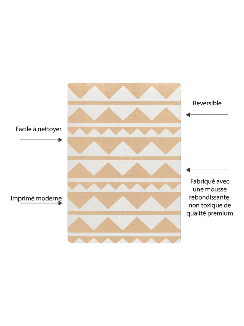Tapis de jeu enfant REVERSIBLE design TRIBECA WHEAT   Beige argile