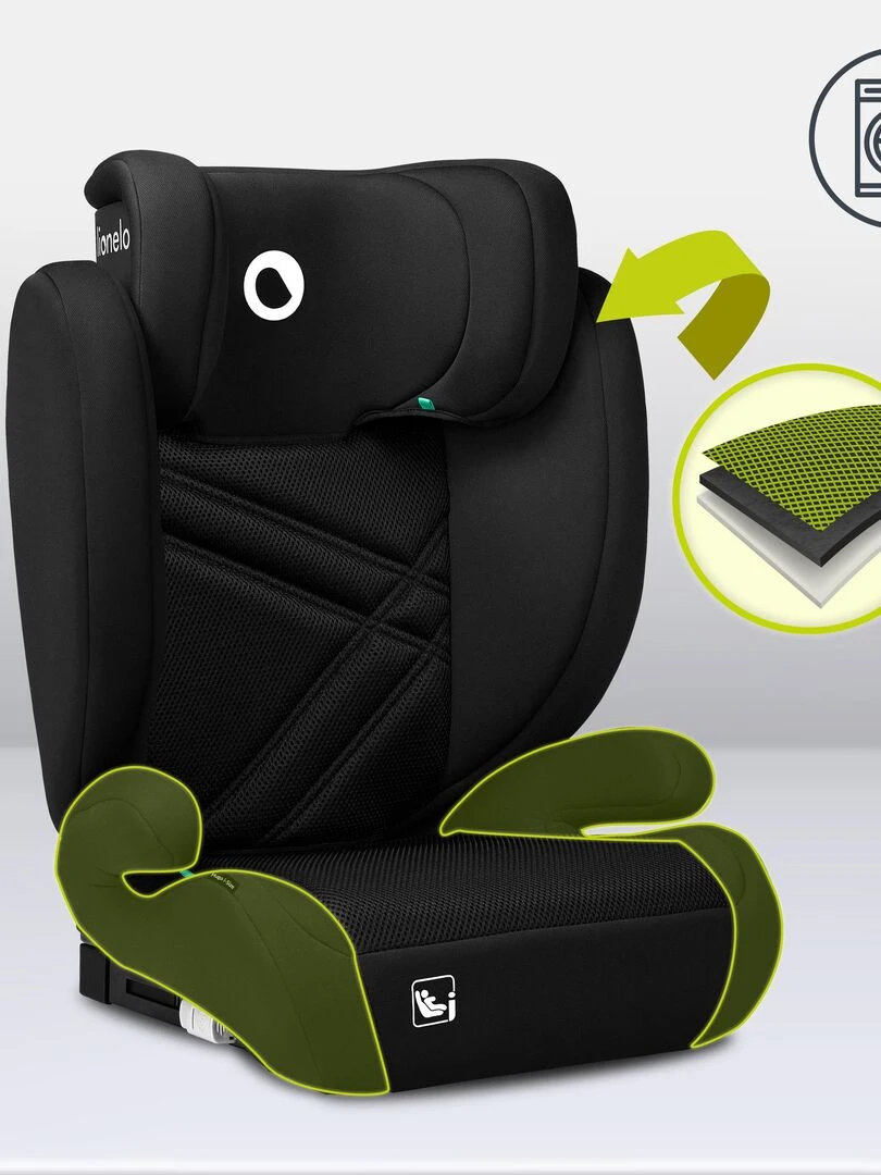 Siège auto évolutif LIONELO Hugo i Size   ISOFIX   Noir   Noir