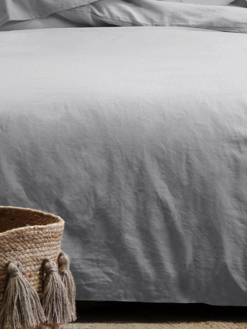 Taie d'oreiller unie en coton bio   Gris perle