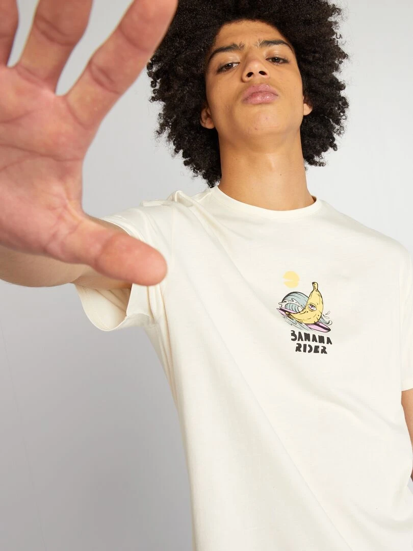 T shirt en jersey à col rond Beige