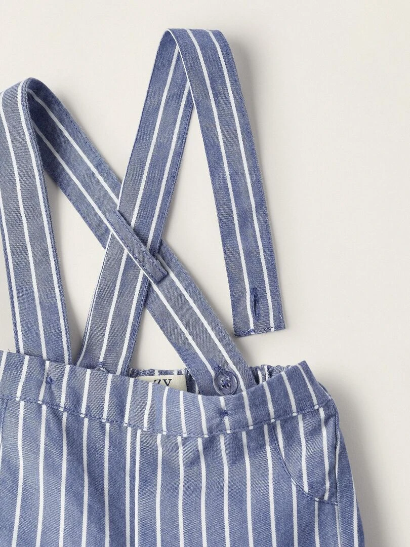 Bodies + Pantalon avec Bretelles pour Nouveau Né  ATLANTIC COMPANY   Bleu