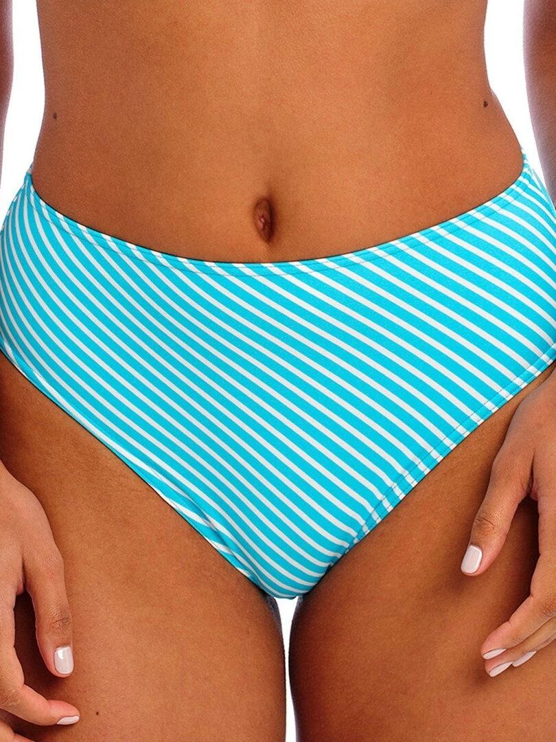 Bas de maillot taille haute rayé Jewel cove stripe Bleu