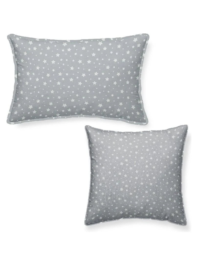 Lot de 2 Coussins décoration imprimé 'STELLA' 'TODAY' Gris