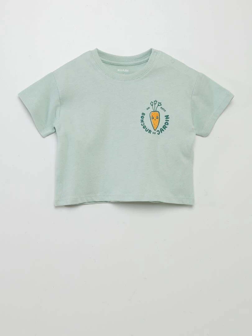 Ensemble short + t shirt imprimé   2 pièces   Bleu/beige