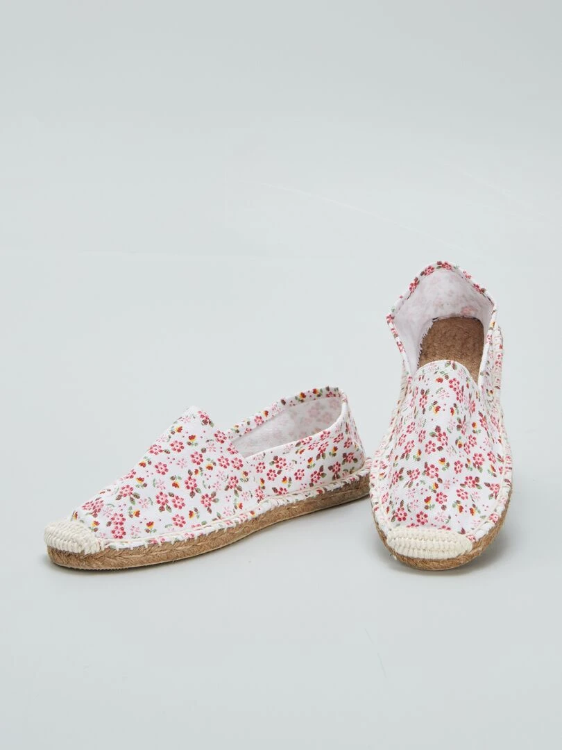 Espadrilles en corde avec imprimé fleuri   Rose/blanc