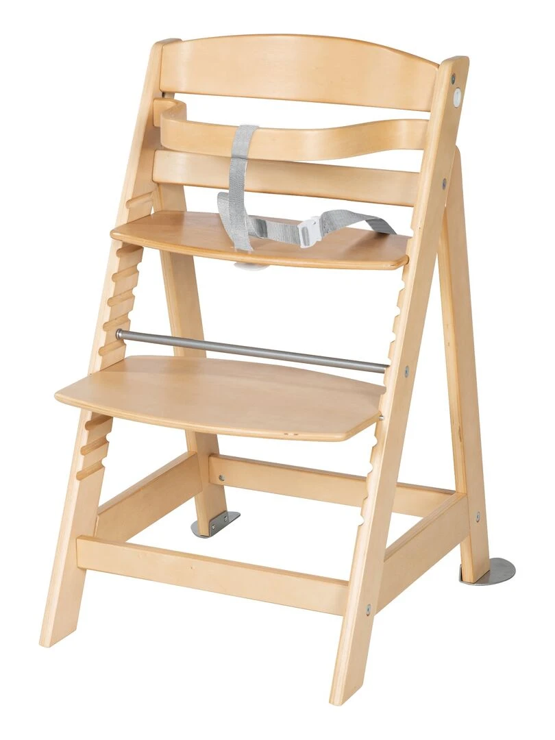 ROBA Chaise Haute Évolutive "Born Up" + Transat "roba Style"   Naturel/Gris   Gris