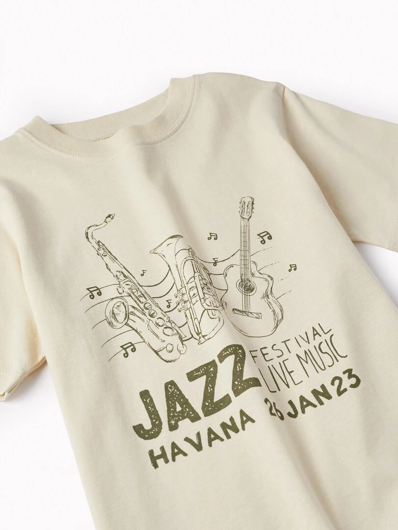 T Shirt De Coton Pour Garçon 'Havana' manches courtes   Blanc