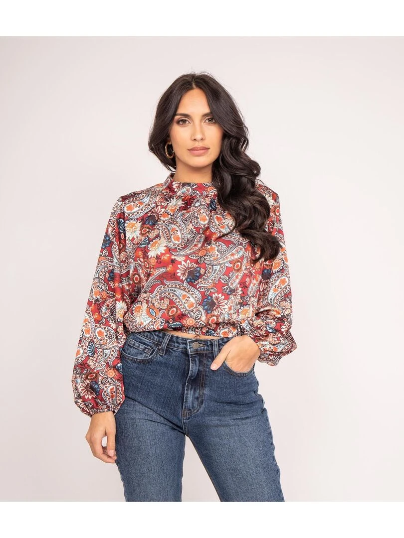 Blouse fluide motifs FABUS Bordeaux
