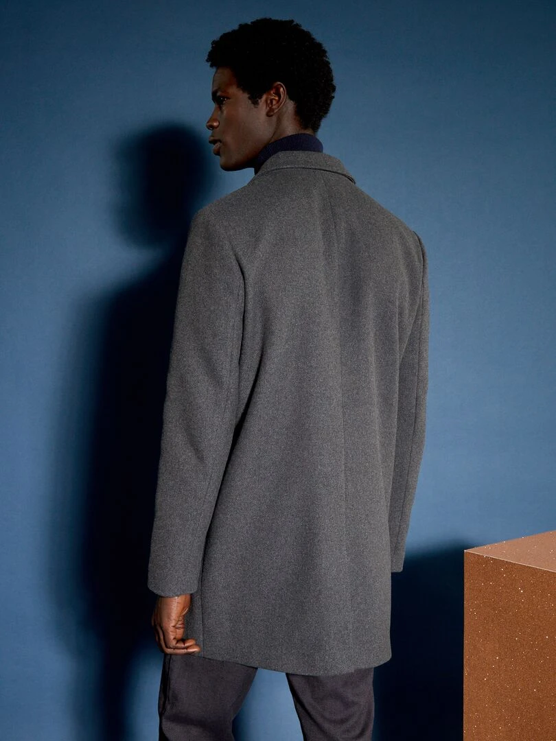 Manteau long avec ouverture boutonnée   Gris