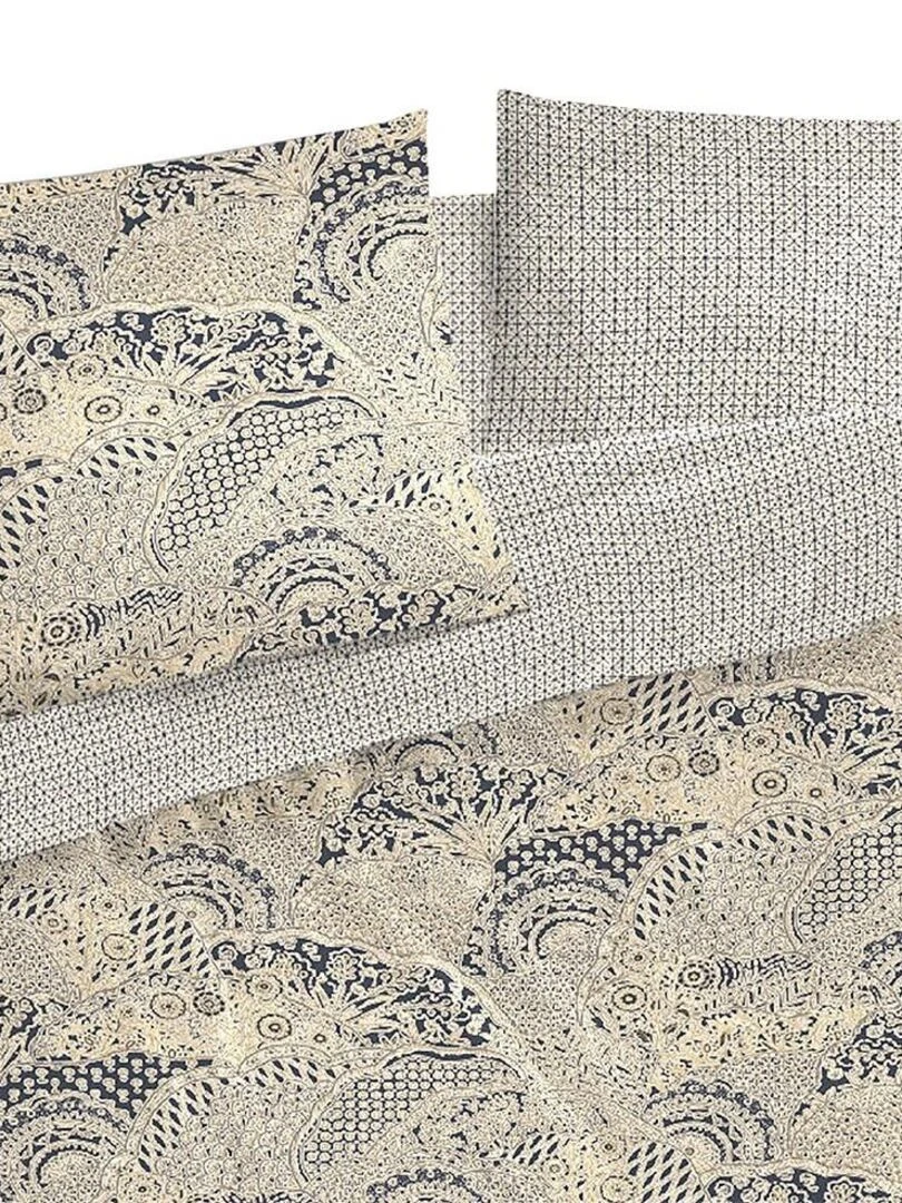 Housse de couette 240x220 Naoki + 2 taies 100% coton 57 fils Beige