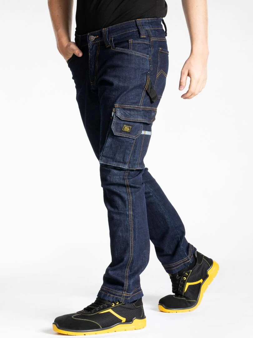 Jeans de travail multi poches stretch brut JOBA 'Rica Lewis' Bleu