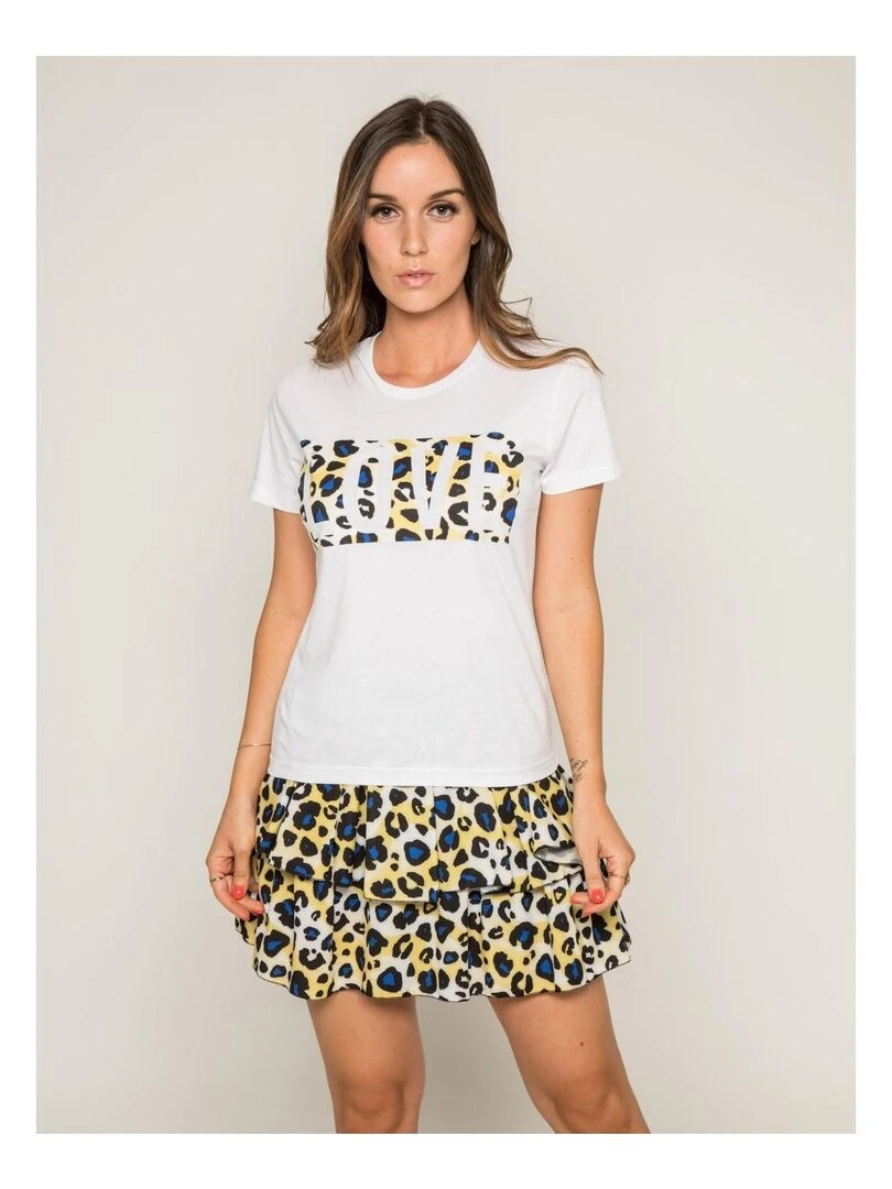 T shirt col rond message FOVE Jaune