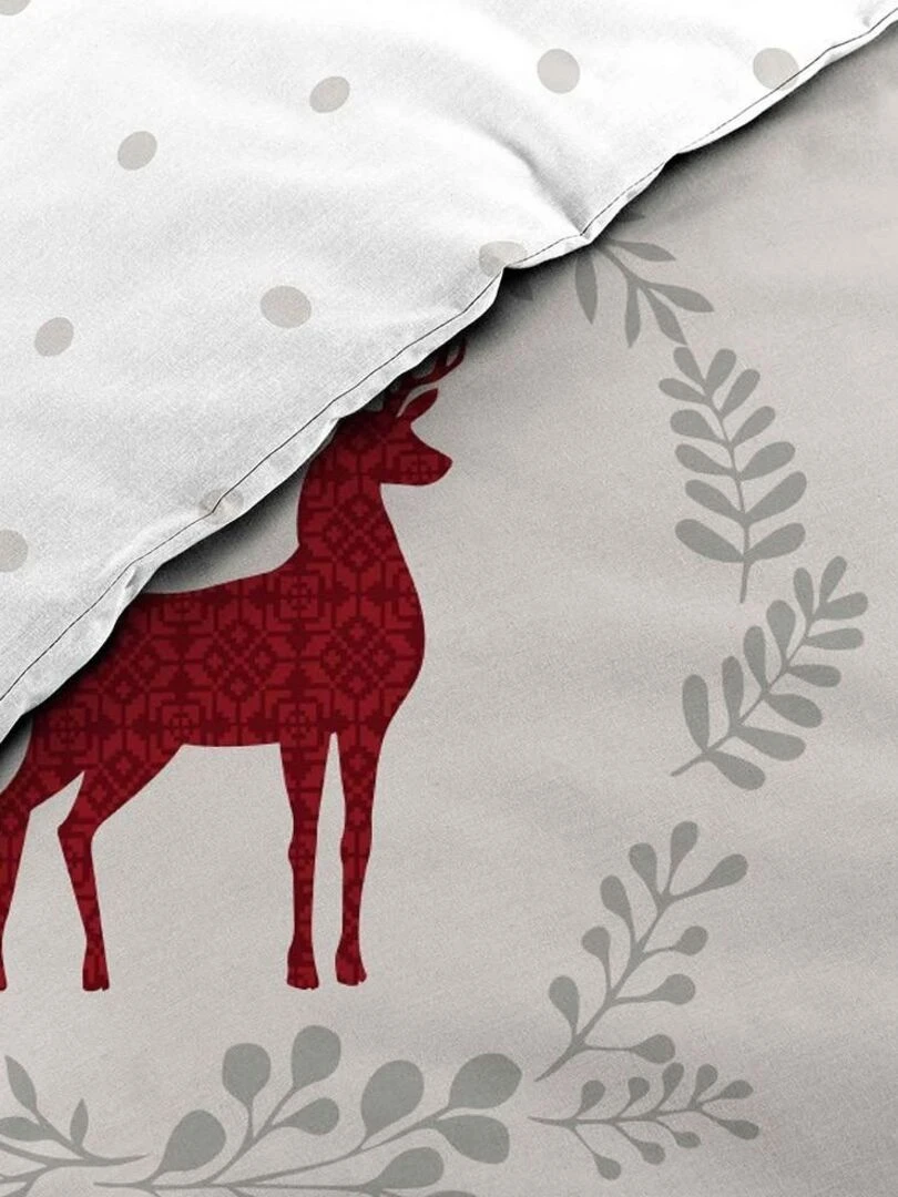 Housse de couette 240x260 Meribel + 2 taies 100% coton 42 fils   Rouge
