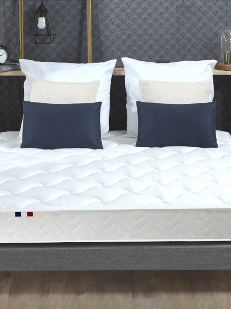 Ensemble Matelas Mousse ferme réversible ALTO + Sommier Made in France   Sommier Gris chiné   Gris Blanc