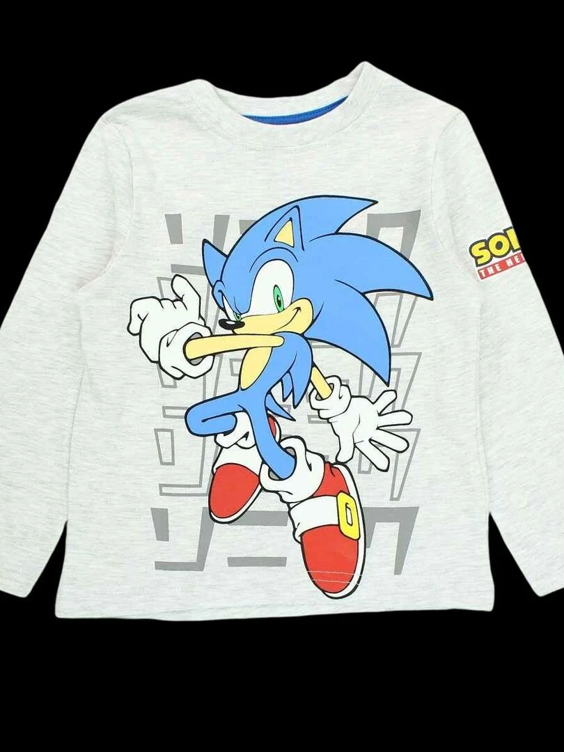 Sonic Pyjama garçon imprimé Sonic en coton Gris