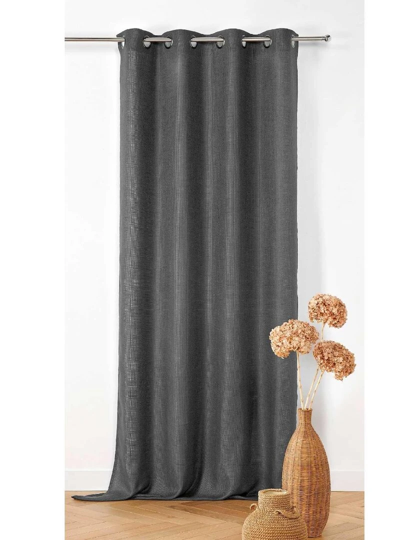 Rideau uni et naturel en poly/lin Gris foncé