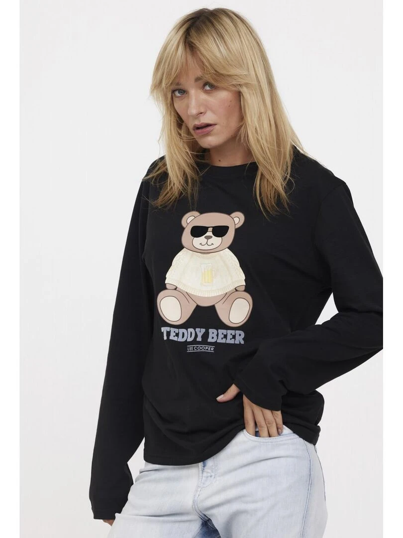 Lee Cooper   T Shirt manches longues coton regular ABEAR   Noir
