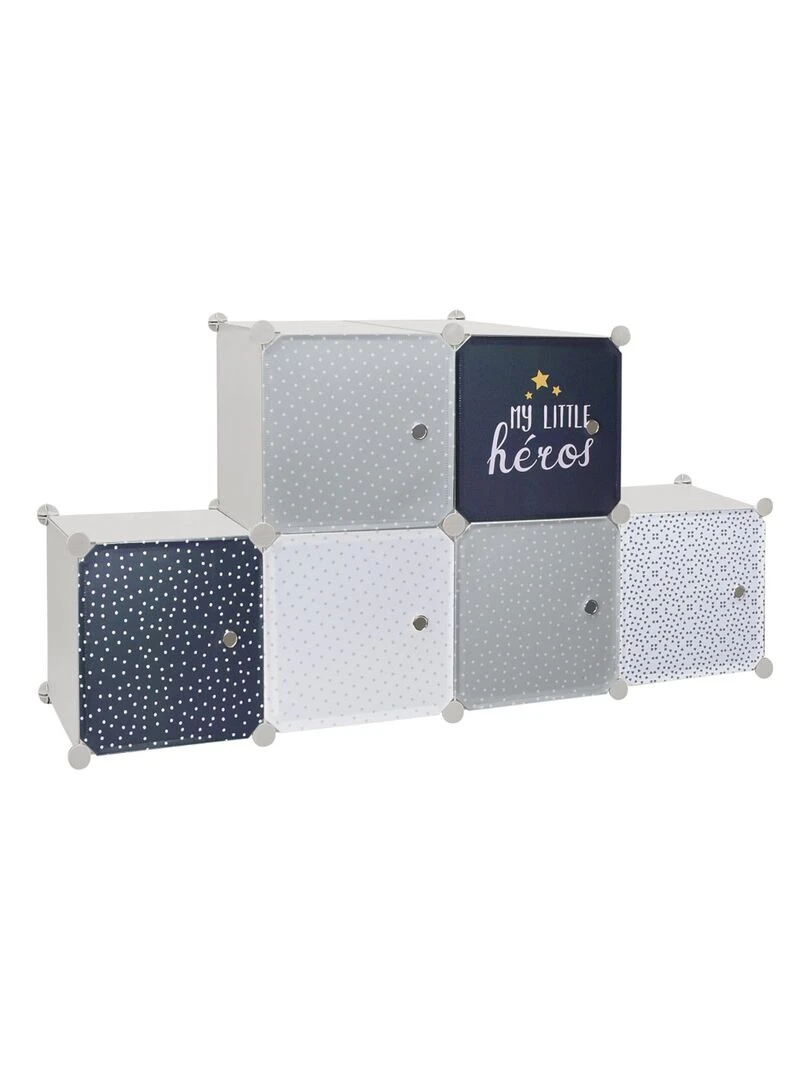 Rangement enfant armoire modulable 6 cubes garçon Gris
