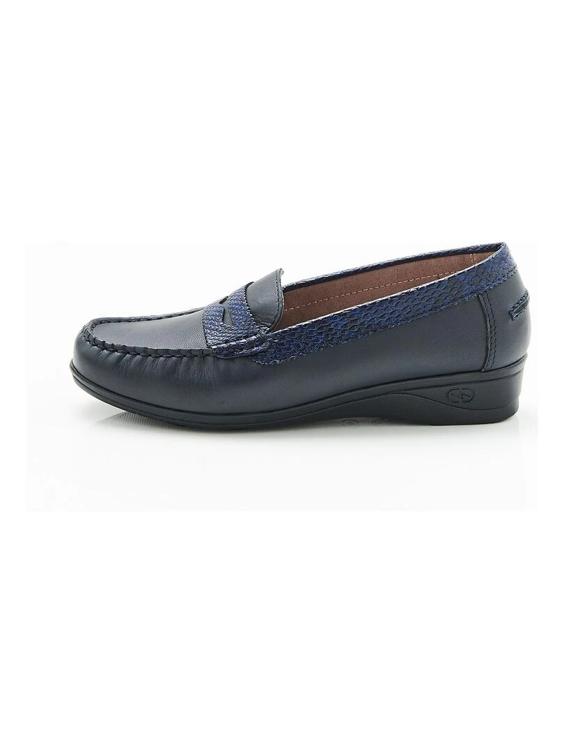 Mocassins dessus cuir avec montage intégral Damart Bleu marine