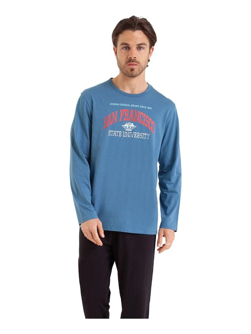 Pyjama long homme Ecopack Bleu Noir