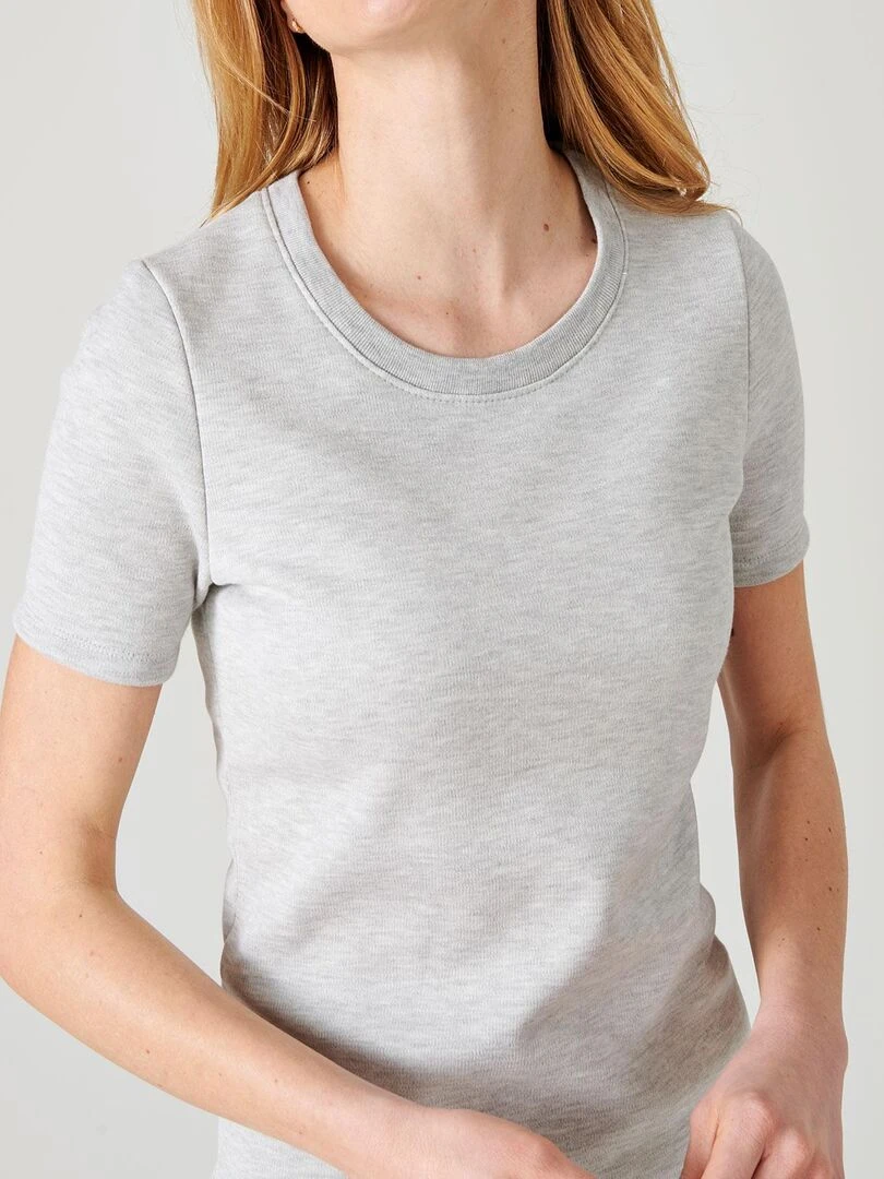 T shirt manches courtes  molleton gratté Thermolactyl   Damart   Gris chiné